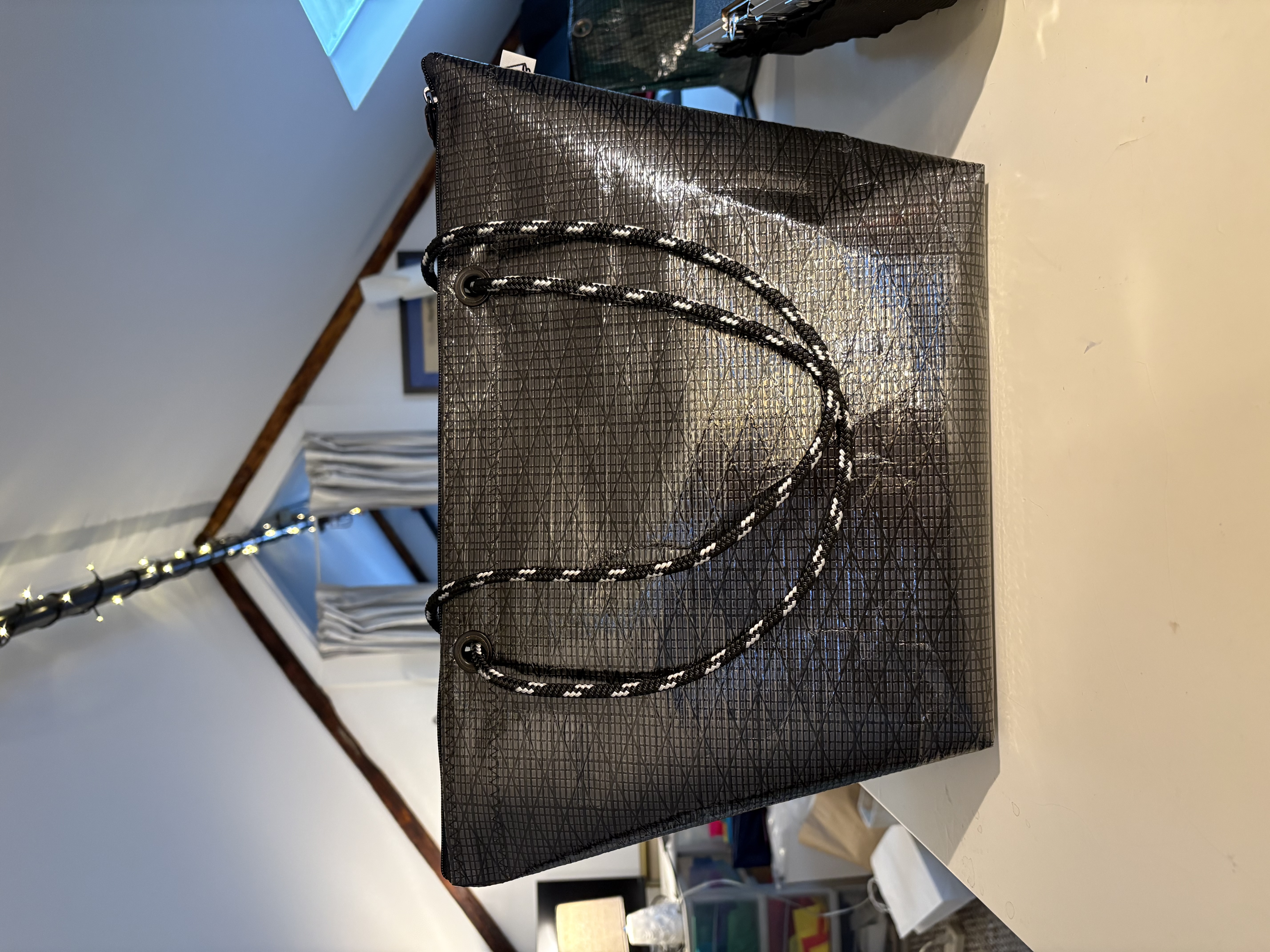 Charcoal diamond-weave tote