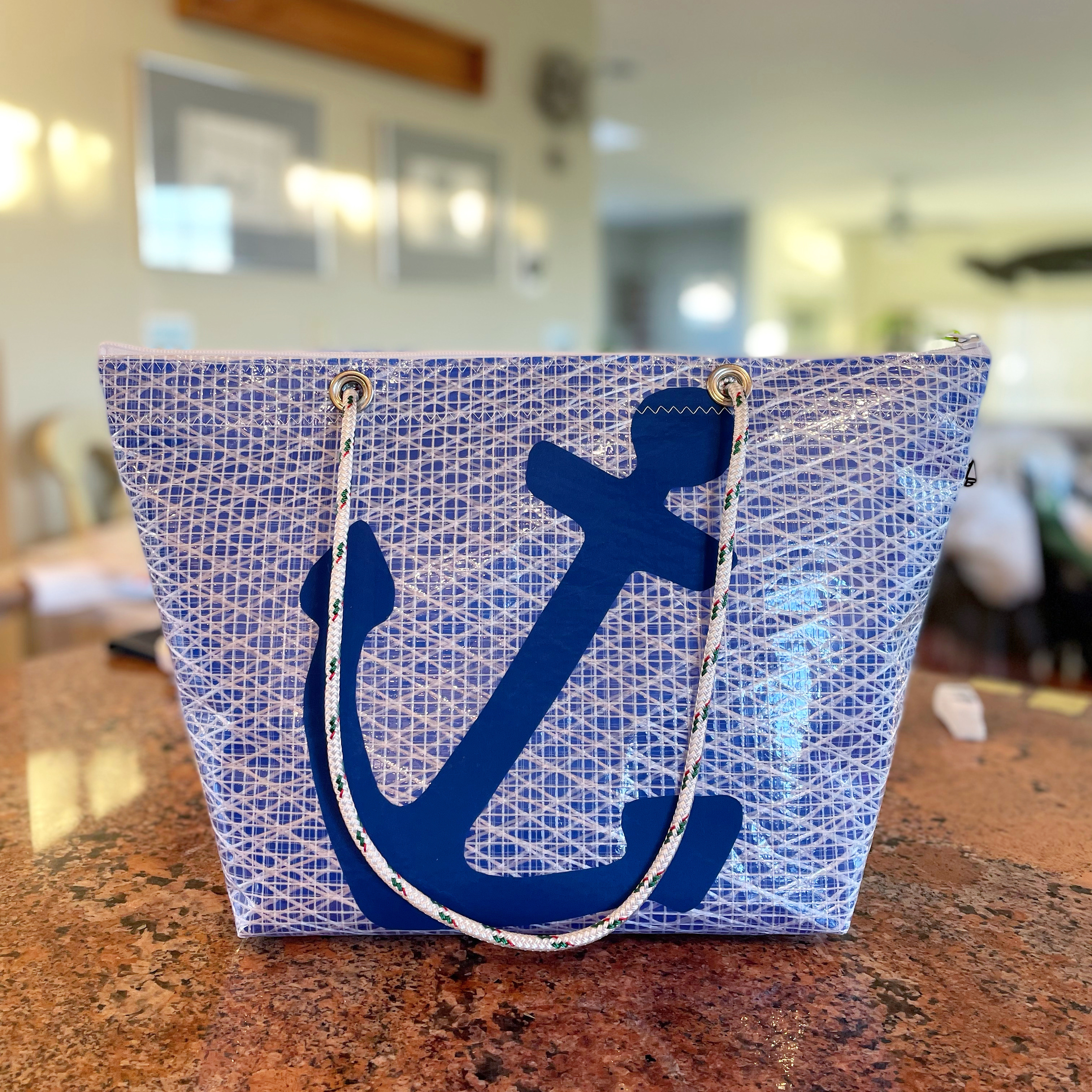 Navy anchor tote