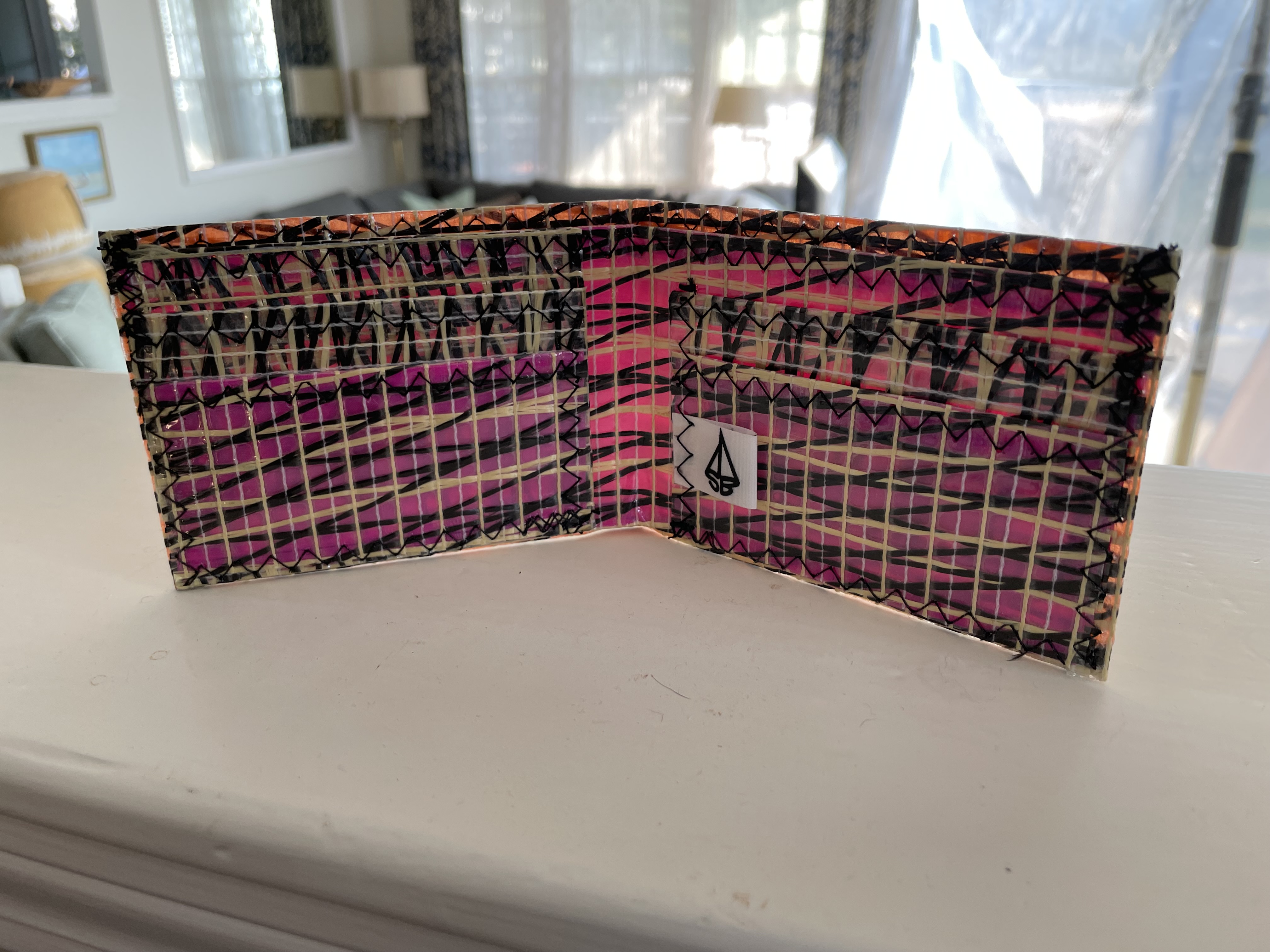 Pink billfold interior